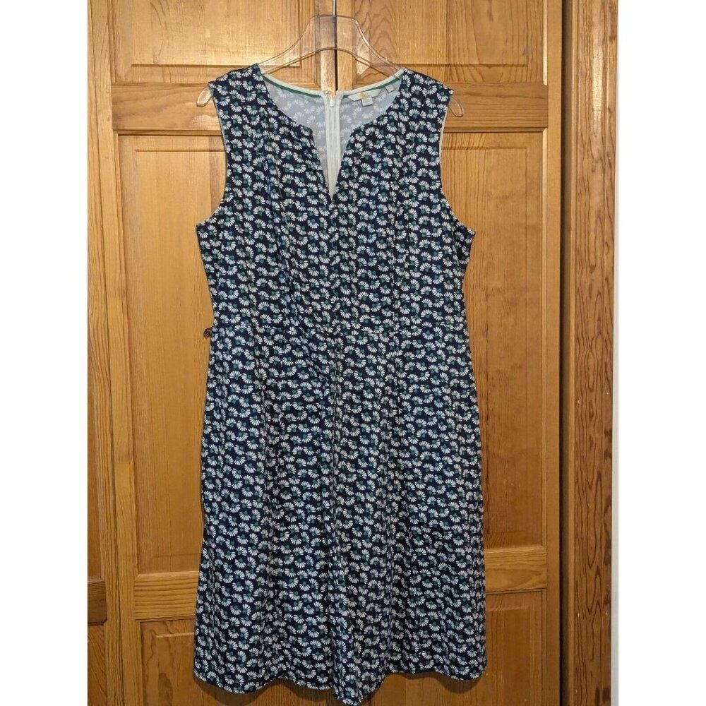 Boden Navy and White Patterned Dress (Sz 14)